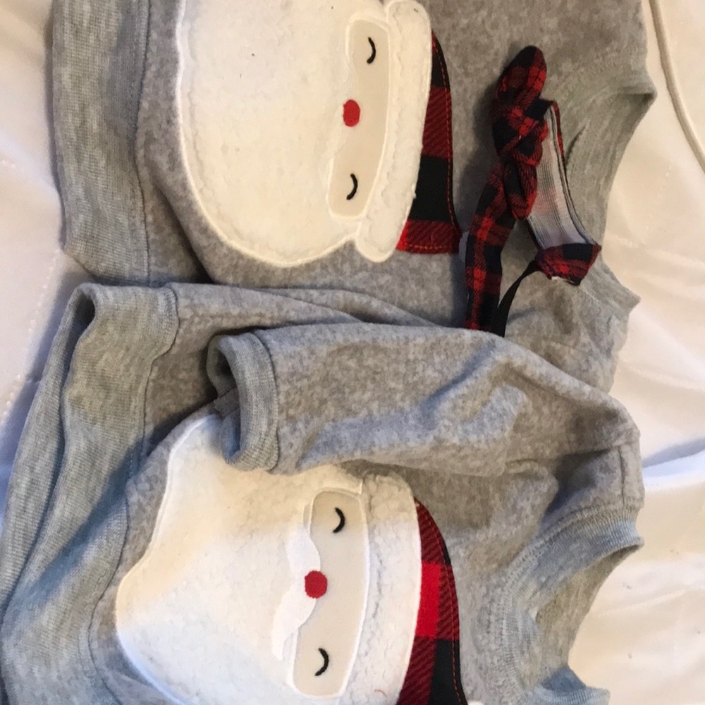 Gray Santa Sweatshirt with Plaid Accents